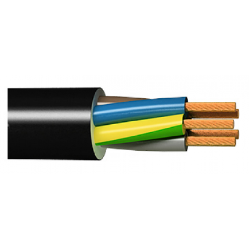 Cable Eléctrico rvk de 3 hilos de 6 mm2, 100 m, color negro